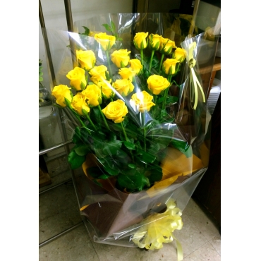 黄色いバラ２０本花束